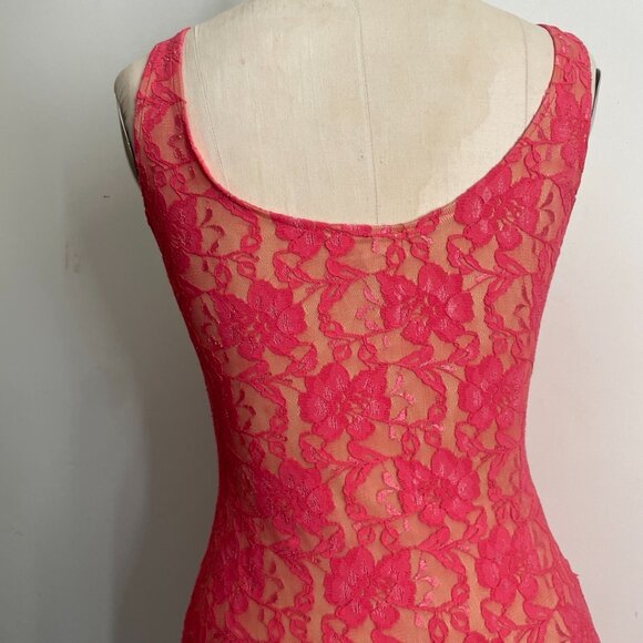Pink Floral Lace Hi-Low Dress - Picture 2 of 12